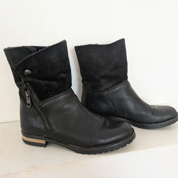 Fabianelli Shoes - Fabianelli Italian Made Leather Side zip Shearling Lined Ankle Boots sz 38 7 1/2